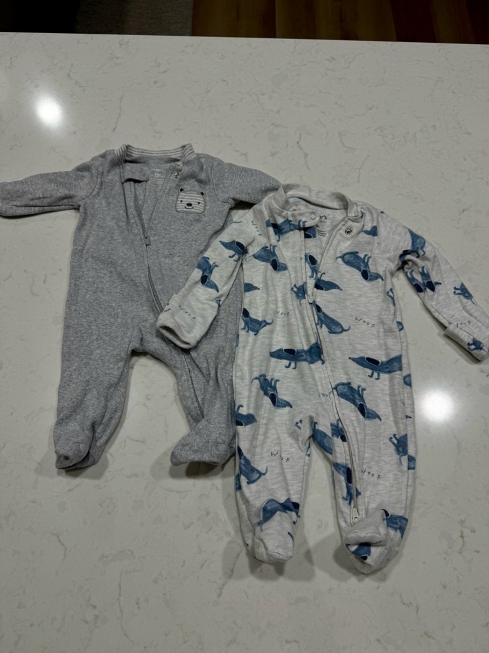 Carter's Gray & Blue Footie Outfits